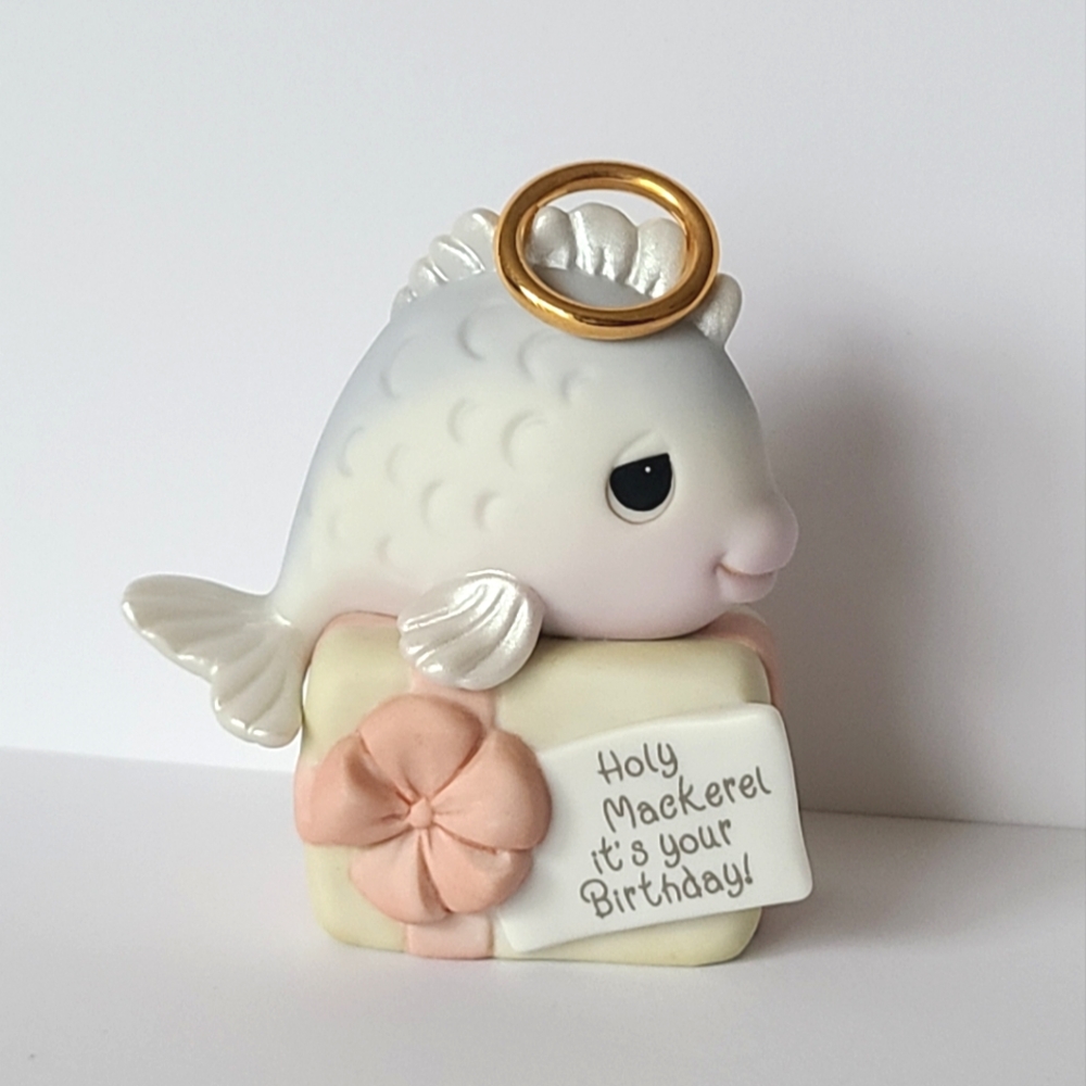 Vintage Precious Moments Birthday Mackerel Fish Collectible Porcelain Figurine